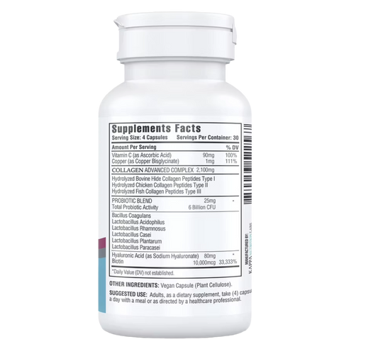Colágeno Complejo Avanzado 13 en 1 con 6 Billones de Probióticos (120 Cápsulas)