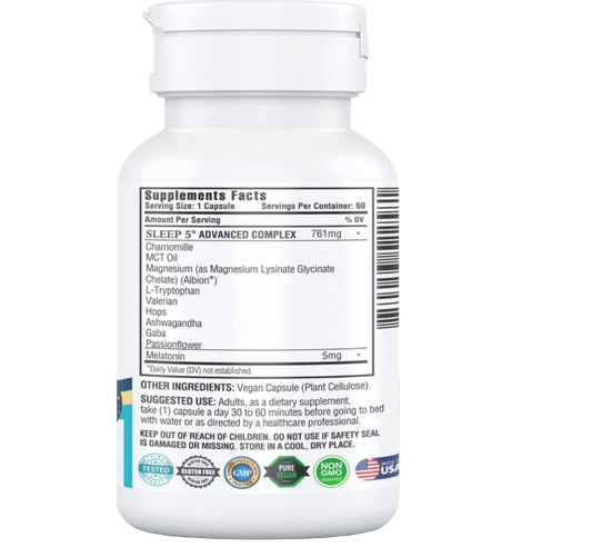 Sleep 5 mg Complejo Avanzado 10 en 1 (60 Cápsulas)
