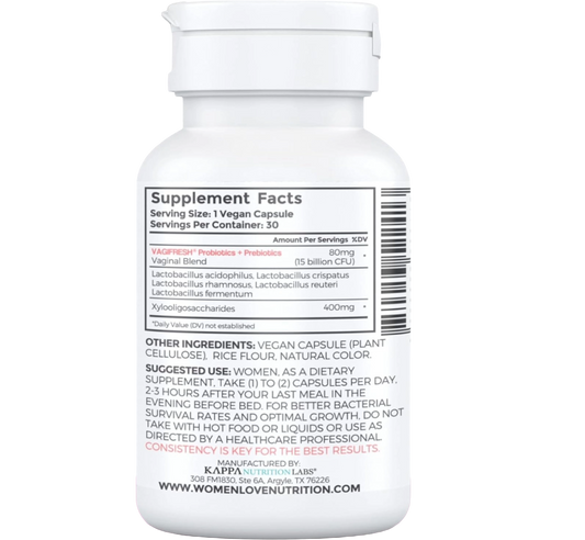 Vagifresh Probióticos (15 billones) + Prebióticos (30 Cápsulas)