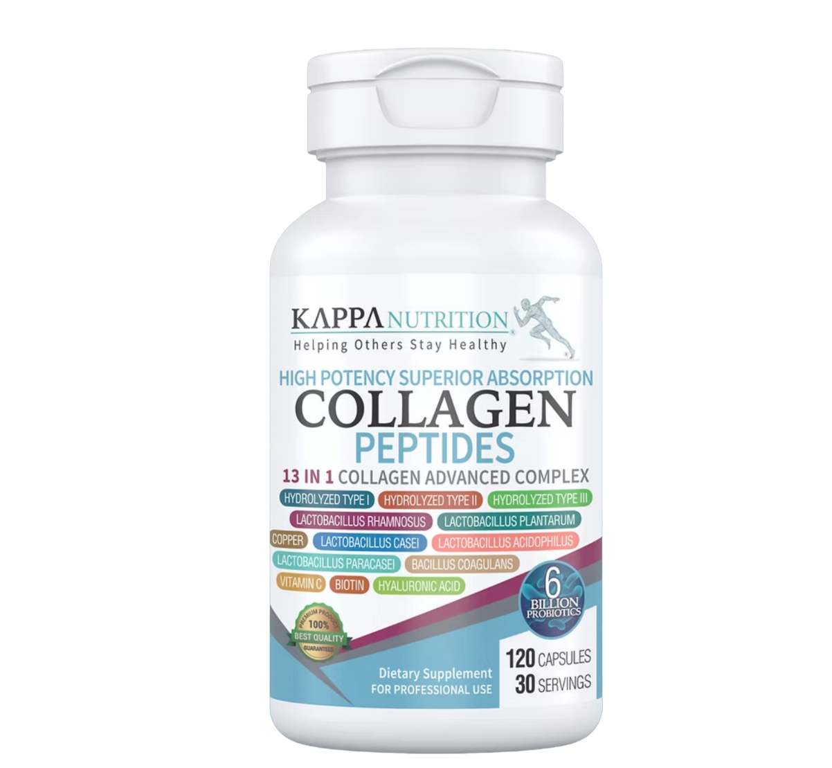 Colágeno Complejo Avanzado 13 en 1 con 6 Billones de Probióticos  (120 Cápsulas)