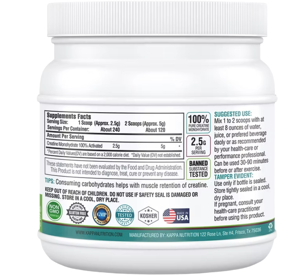 Creatina Monohidratada 100% Pura