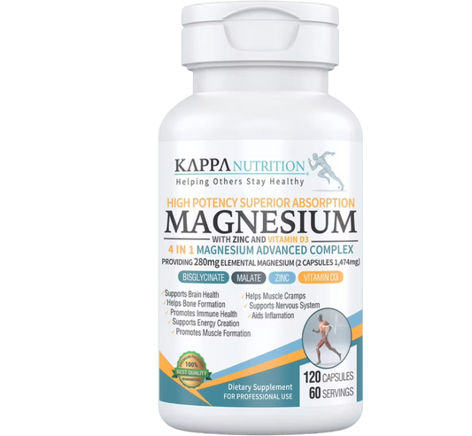 Magnesio, Zinc & D3 Complejo Avanzado 4 en 1   (120 Cápsulas)