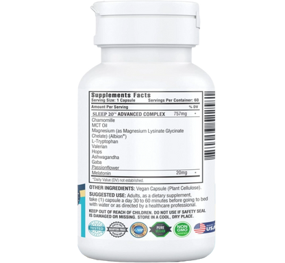 Sleep 20 mg Complejo Avanzado 10 en 1  (60 Cápsulas)