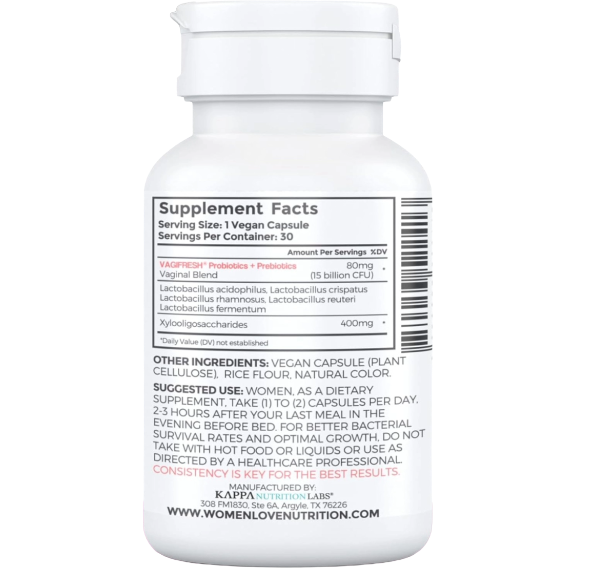 Vagifresh Probióticos (15 billones) + Prebióticos  (30 Cápsulas)